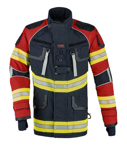 Einsatzjacke X-Pro Dynamic - EN 469:2020, X2/Y2/Z2, EN 1149-5 EN ISO 13506-1:2017 schwarzblau/rot